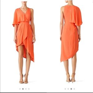 ELLIATT Crepe Coral Asymmetrical Wrap Dress